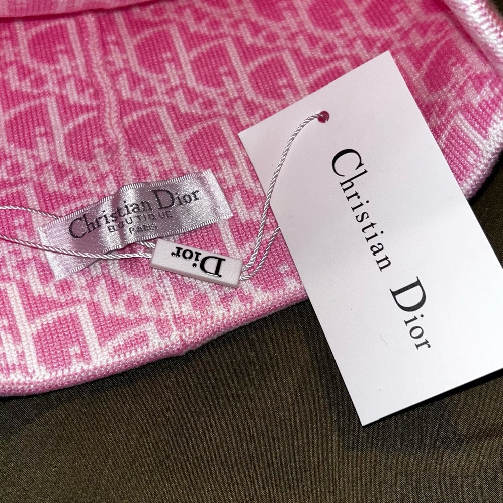 Dior Pink Patterned Knit Hat - Picture 3 of 3